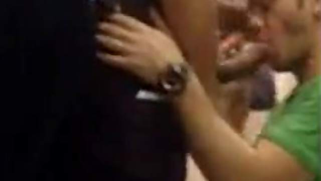 Group fun when masturbating in a public restroom