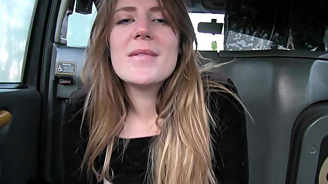 Foxy British slut rides the big dick of a taxi driver and swallows