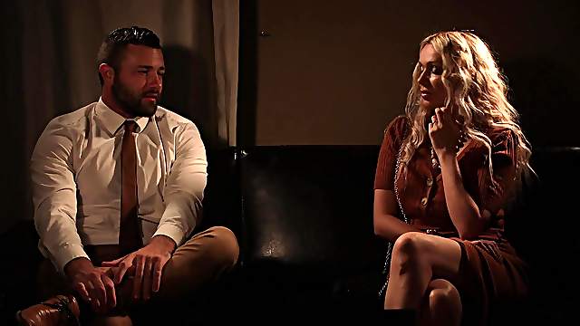 Erotic love making in the evening with busty blonde Amber Jayne