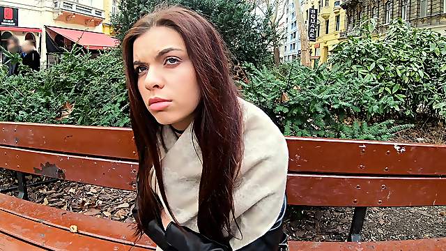 Amateur babe Emily Mayers picked up and gives the best blowjob
