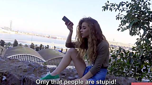 Sexy teen works that big cock with her ass and mouth in the park hoping to get enough money