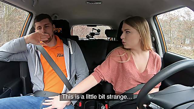 Quickie fucking in the car with a driving instructor and Lucy Heart