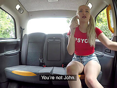 Liz Ranbow takes a whole dick in her orgasmic pussy in the taxi