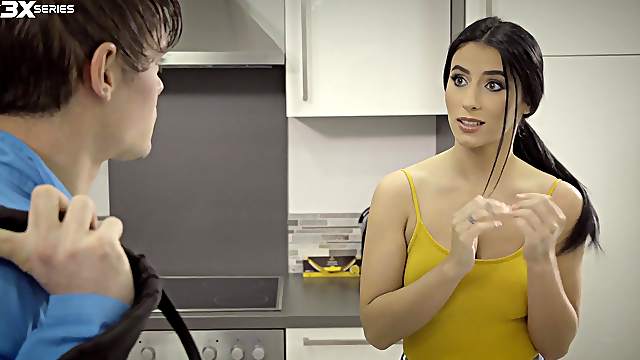Girlfriend Nelly Kent fucked by her room-mate before going to work