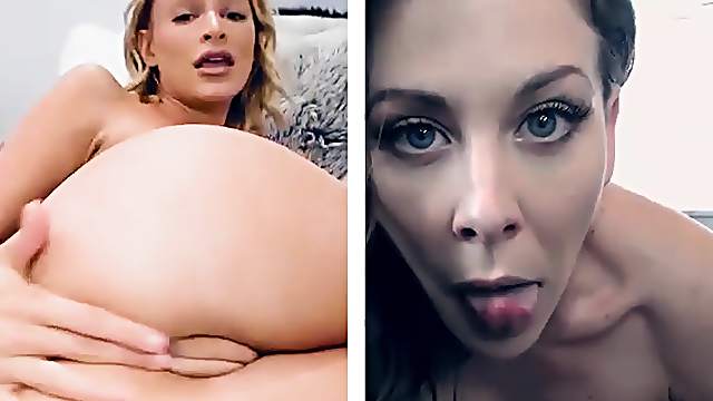 Hot pornstars Cherie Deville and Emma Hix teasing over the webcam