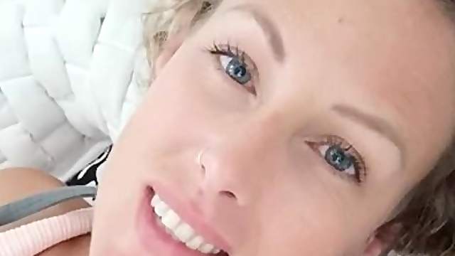 Blonde is having some special time alone so she is rubbing her clit to orgasm