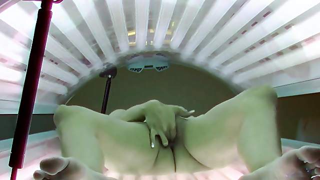 Czech teen masturbates in solarium