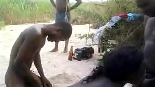 Africans in the savanna fuck on camera