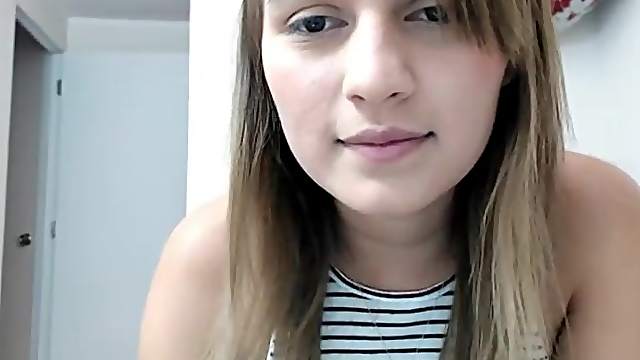 Cute teen in jeans on webcam