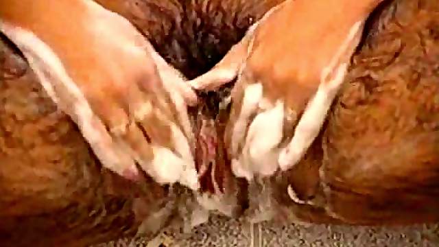 Extremely Hairy Brunette Babe Masturbates Until Orgasm