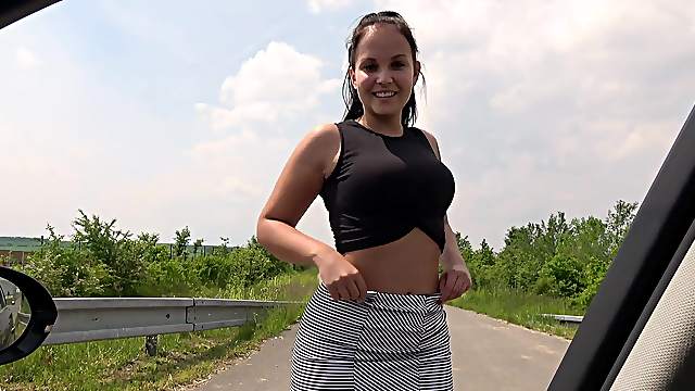 Outdoors video of hot ass brunette Denisa getting fucked deep