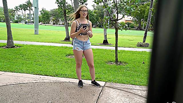 Kinky chick Sera Moon takes off her shorts to be fucked hard