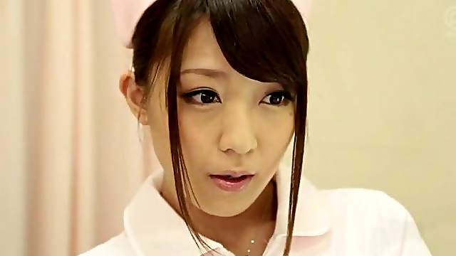 Messy facial ending for beautiful Japanese nurse Kashii Ria