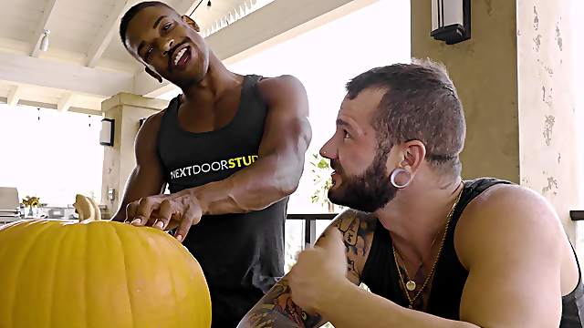 Hardcore interracial sex between two handsome male stars. HD