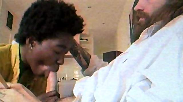 Ebony bitch suck white cock