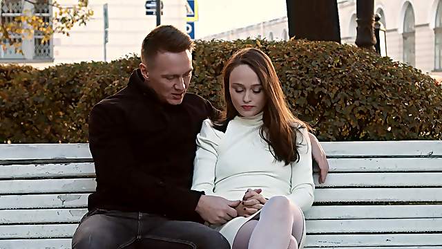 Passionate lovemaking with small tits brunette babe Sally Brown