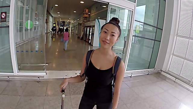 Trimmed pussy Asian cutie Sharon Lee gets fucked in the public place