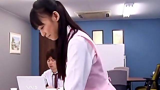 Cum on ass ending after wild office fucking with Aino Kishi