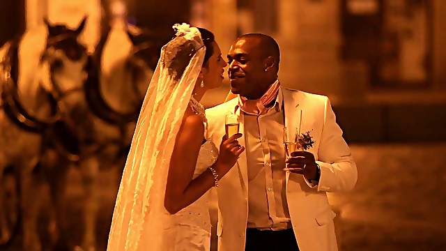 Erotic interracial fucking in the evening with busty bride Kira Queen