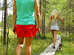 Fit blonde chick Olivia Devine enjoys getting fucked in the woods