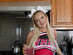 Blonde cheerleader Paisley Porter craves for a delicious cock