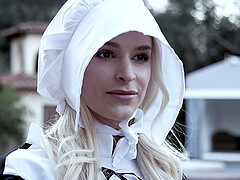 Shy blonde chick Emma Hix drops her clothes to be fucked by a stud