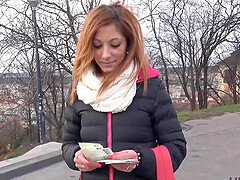 For easy money red-haired gal cheats on her grumpy boyfriend