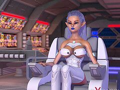 Female sex cyborg fucks hard a horny girl in the space station