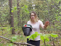 Outdoor dick sucking and fucking in the forest with Leonie