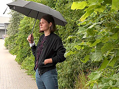 Passionate amateur fucking in the middle of the road with Grace Carson