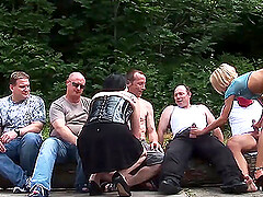 German teen and her chubby girlfriend extreme rough anal fucked at our swinger club party fuck orgy