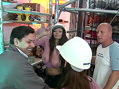 Group fucking with Chantel Ferrera wearing fishnet stockings