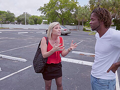 Hardcore interracial fucking in the van with busty blonde Kayla Keys