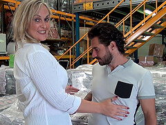 Naughty blonde chick Tara gives head and gets fucked in missionary