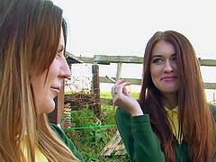 Lesbian friends Samantha Bentley and Misha Cross have sex in the kitchen