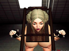 Super hot hand cuffed slutty girl in restraints gets fucked rough by BBC