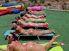 Group dicking at the party with sexy Alexis Tae and Lulu Chu
