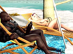 A super sexy horny blonde gets fucked by BBC in the desert island