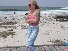 Blonde Paris White enjoys while being fingered by her man