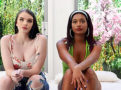 Amazing girls Emily and Addis want to share a dick in POV