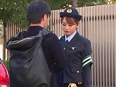 Slutty cop Akiho Yoshizawa gets banged in the back of the car