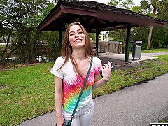 Blindfolded cutie Renee Rose gets fucked by a black stranger