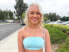 Cute blonde Skyler Storm sucks a dick before getting penetrated