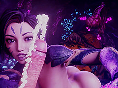Scifi babe gives amazing pov blowjob in 3D animaition