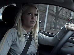Having sushi and driving with a finger in her pussy