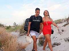 Couple has sex on the beach with a beautiful view