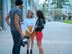 Cute girls share thick cock in a hot threesome with Alex Jones