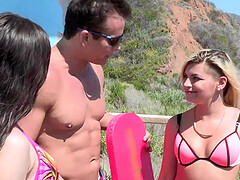 Sultry sirens Tiffany and Valerie frolic outdoors in tiny bikinis