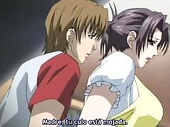 Hermosa MILF anime obtiene 2 pijas para chupar y cojer - Trío hentai