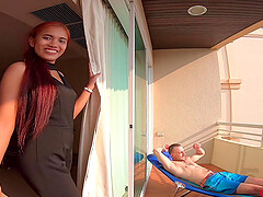 Asian hottie with fiery locks indulges in a steamy Thai encounter